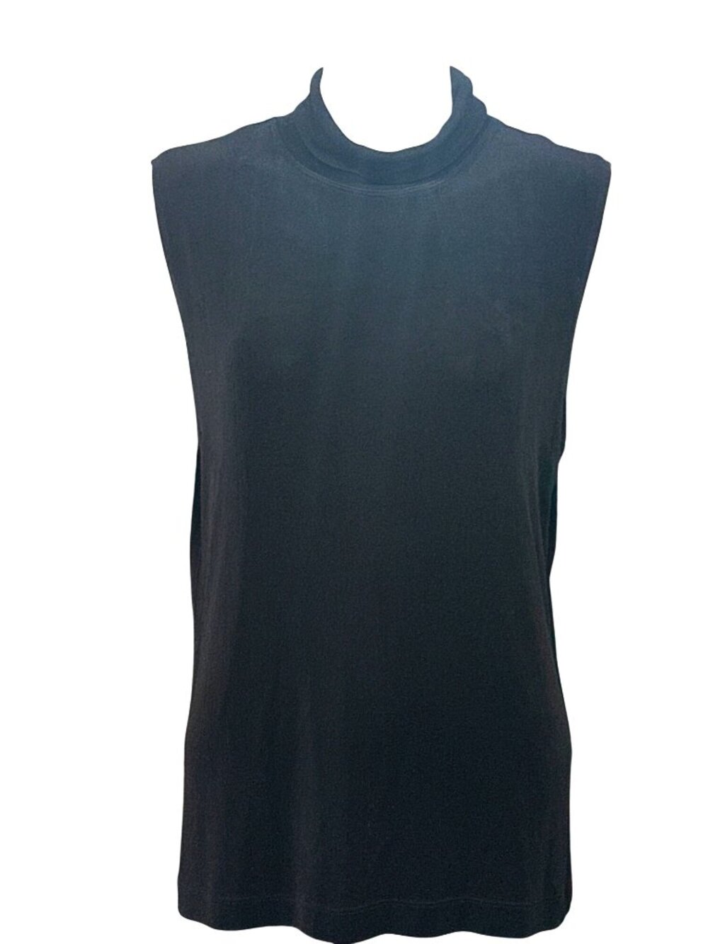 Chicos Travelers Black Sleeveless Mock Neck Top Size 2 Relaxed Fit Classic Style